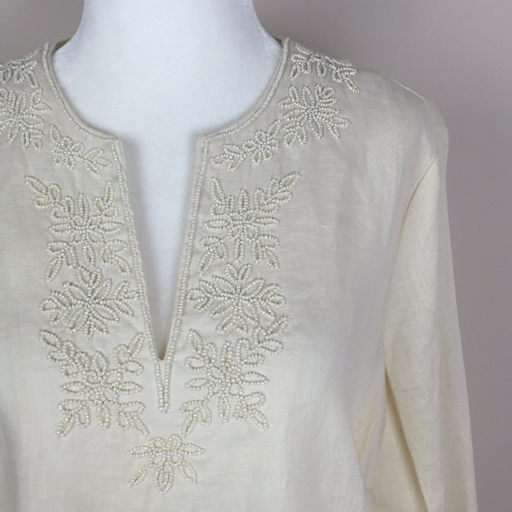 Lands' End - Seed Bead Linen Tunic - Picture 2 of 7